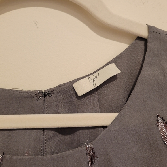 Joie Kastra Granite Diamond Print Flowy Tank Top Blouse Gray Metallic - Picture 7 of 11